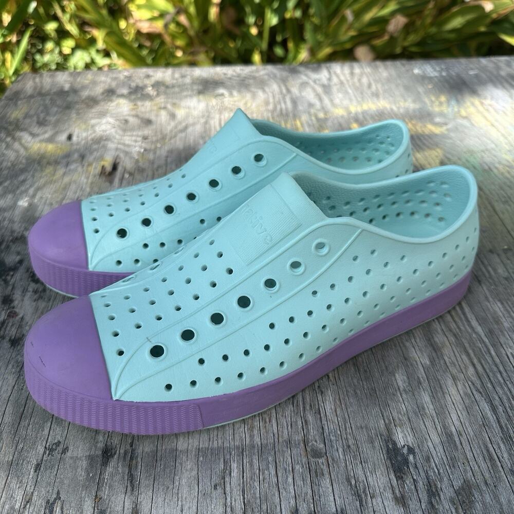 Native Jefferson Teal Green Purple Men’s 10 Slip On Water Shoes Vegan EVA 750